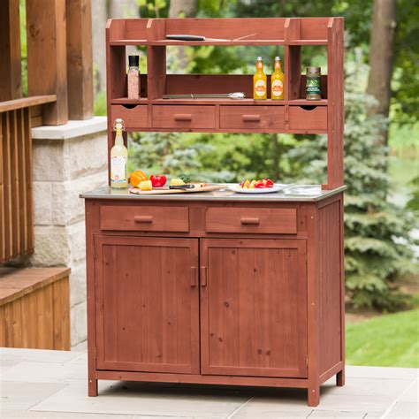 outdoor prep station with cabinet and stainless steel top|outdoor kitchen portable prep station.